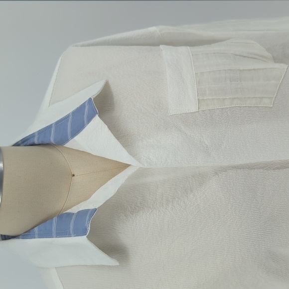 Eighty Twenty 8020 Colorblock Shirt White Blue S Business casual preppy minimal - Picture 4 of 8